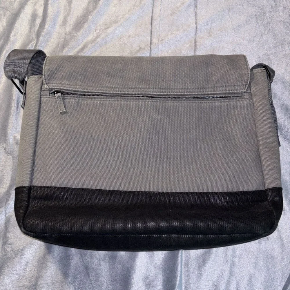 Punctuate Canvas Messenger Shoulder Bag Laptop Bag Gray/Black